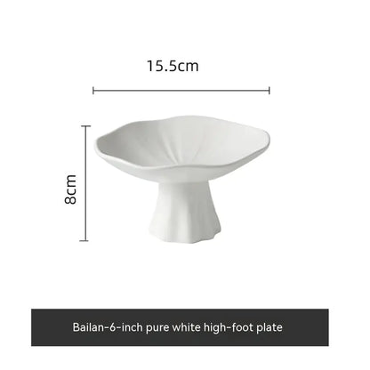 Ceramic High-Leg Plate for Home Snack Display
