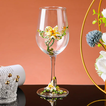 Retro Creative Enamel Glass Crystal Wine Goblet