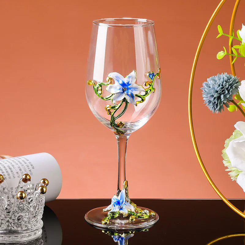 Retro Creative Enamel Glass Crystal Wine Goblet
