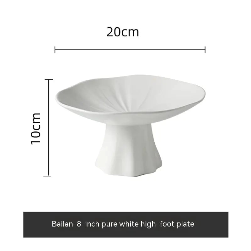 Ceramic High-Leg Plate for Home Snack Display