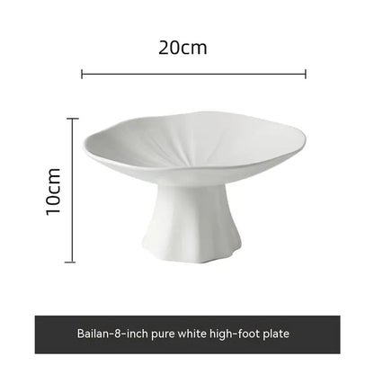 Ceramic High-Leg Plate for Home Snack Display