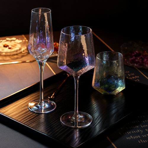 Nordic Vintage Hammered Glass Wine Goblet