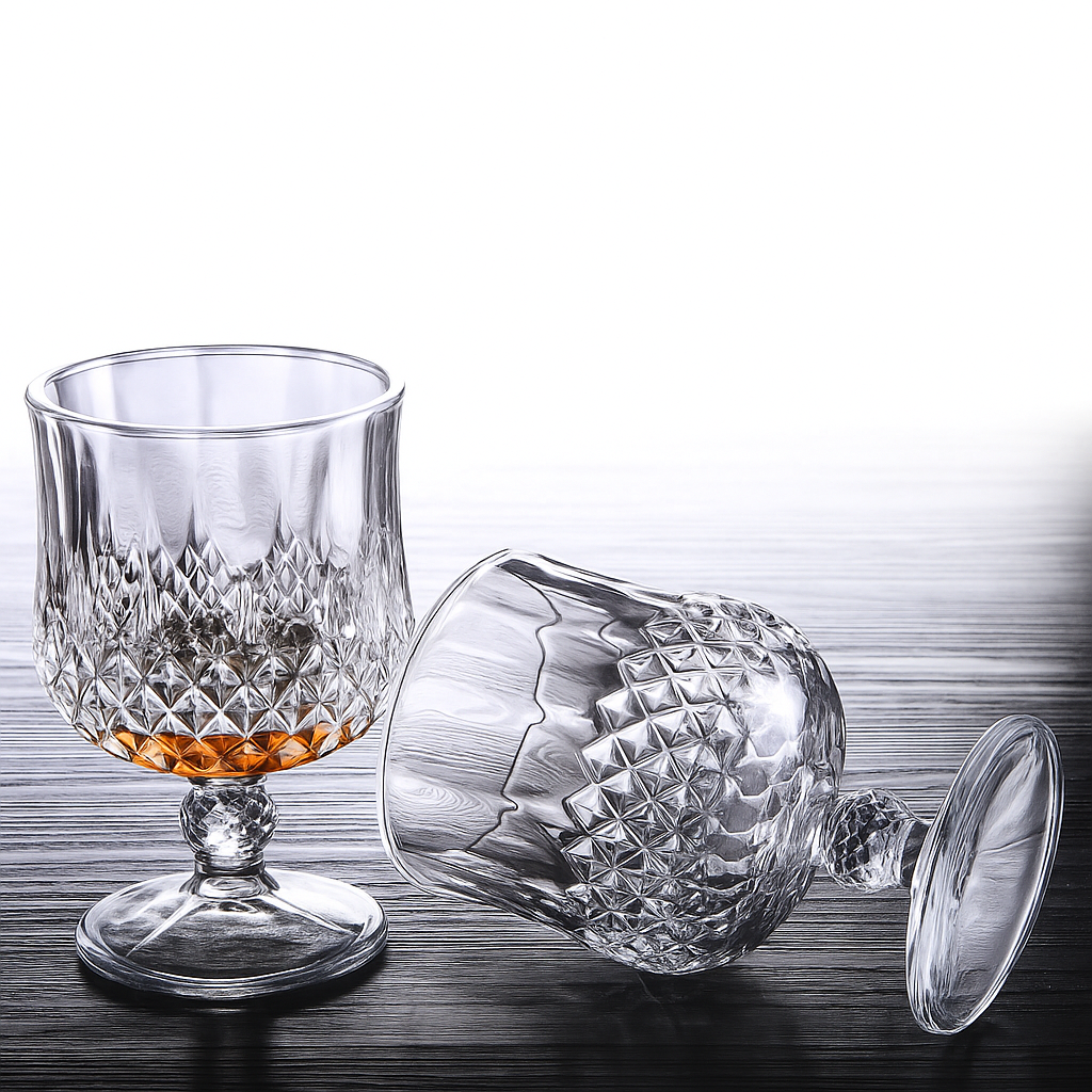 Vintage Thick Crystal Glass Wine and Champagne Cup Set