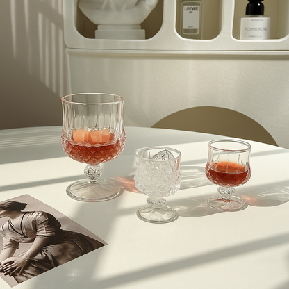 Vintage Thick Crystal Glass Wine and Champagne Cup Set