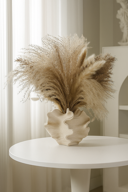 European White Ceramic Vase for Dried Flowers Decor