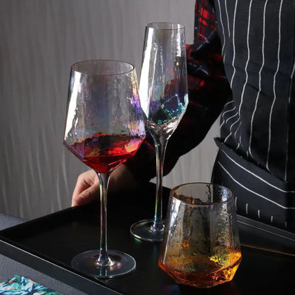 Nordic Vintage Hammered Glass Wine Goblet