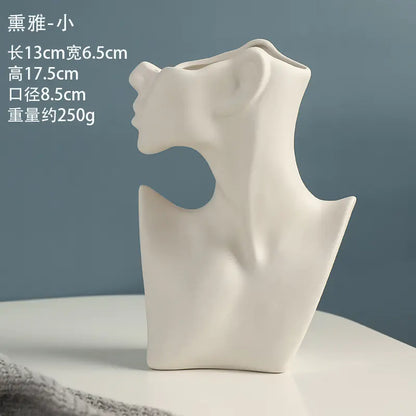 Nordic Style Human Face Creative Ceramic Vase Decor