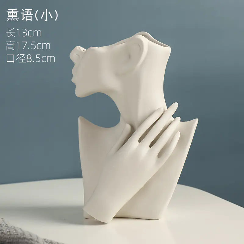 Nordic Style Human Face Creative Ceramic Vase Decor
