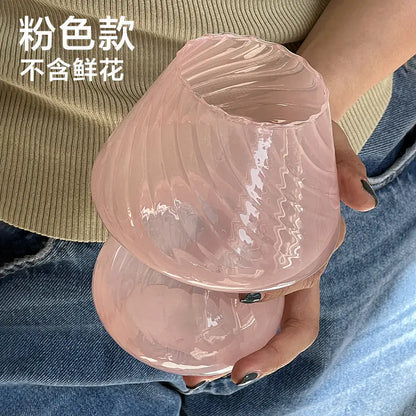 Cute Glass Mushroom Table Lamp and Flower Vase Decor