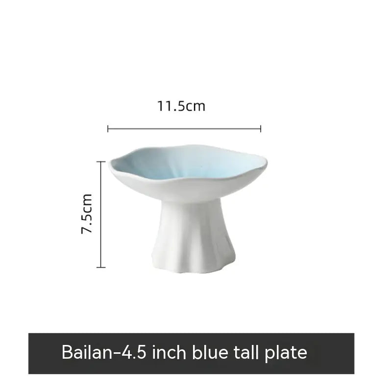 Ceramic High-Leg Plate for Home Snack Display