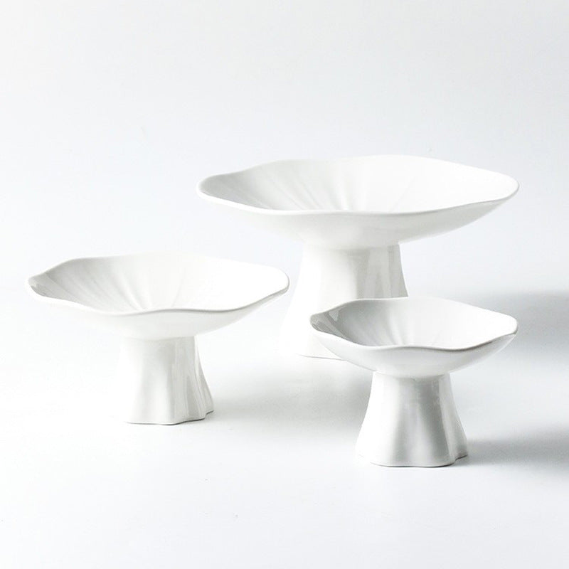 Ceramic High-Leg Plate for Home Snack Display