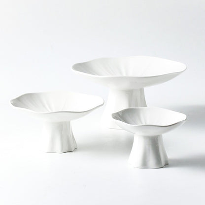 Ceramic High-Leg Plate for Home Snack Display