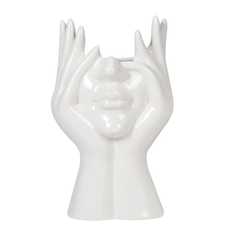 Nordic Creative White Ceramic Body Art Vase Decor