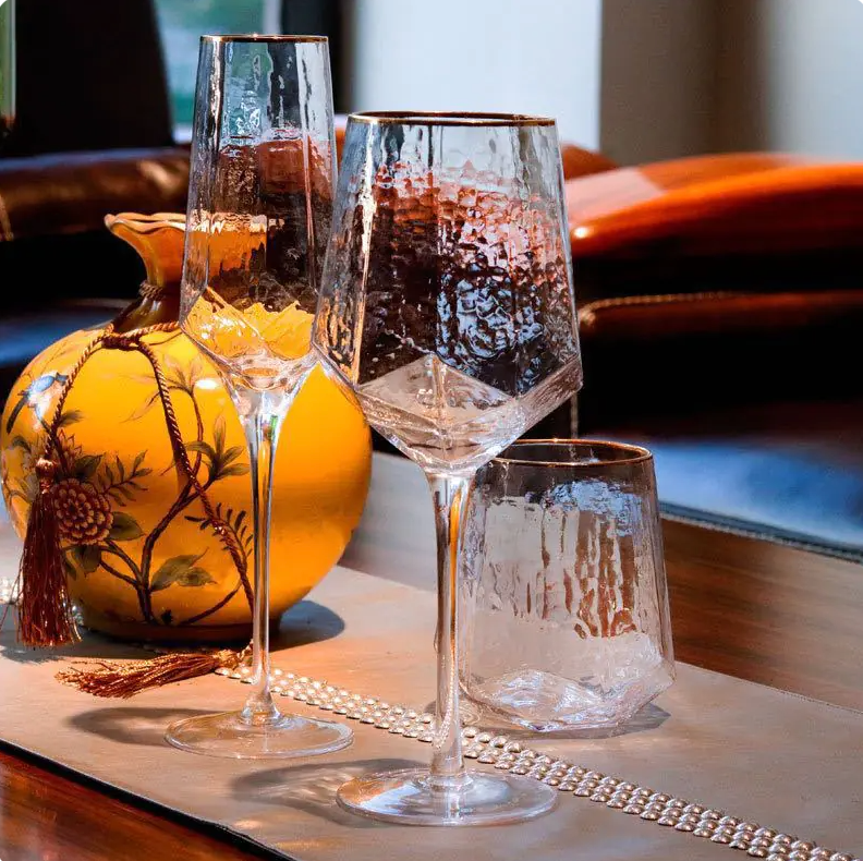 Nordic Vintage Hammered Glass Wine Goblet