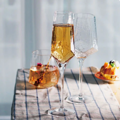 Nordic Vintage Hammered Glass Wine Goblet