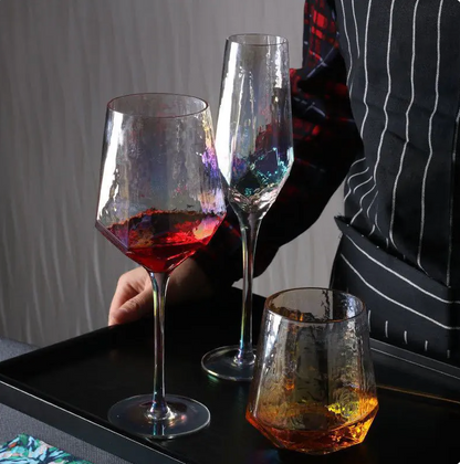 Nordic Vintage Hammered Glass Wine Goblet