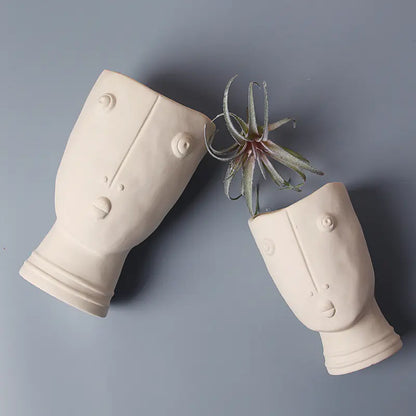 Abstract Ceramic Face Planter for Creative Home Decor