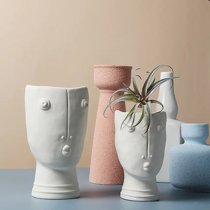 Abstract Ceramic Face Planter for Creative Home Decor