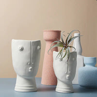Abstract Ceramic Face Planter for Creative Home Decor