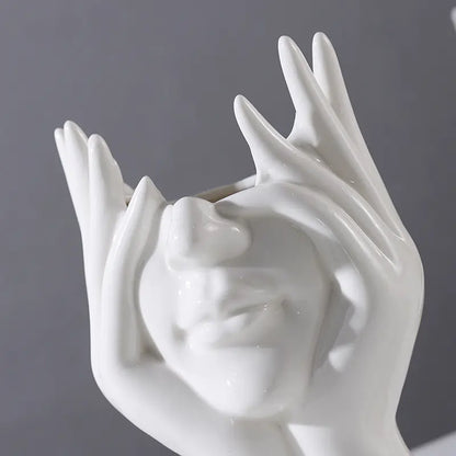 Nordic Creative White Ceramic Body Art Vase Decor