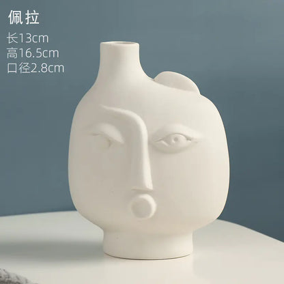Nordic Style Human Face Creative Ceramic Vase Decor
