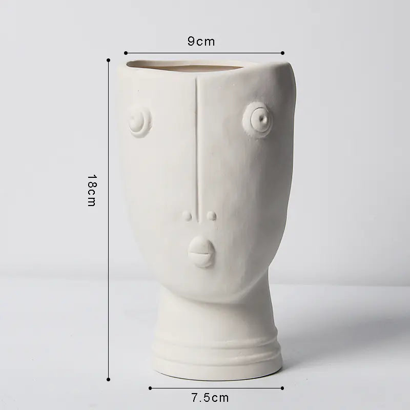 Abstract Ceramic Face Planter for Creative Home Decor