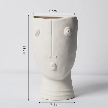 Abstract Ceramic Face Planter for Creative Home Decor