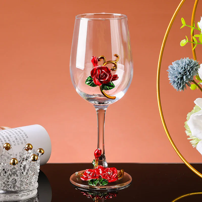 Retro Creative Enamel Glass Crystal Wine Goblet