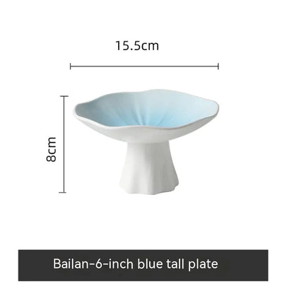 Ceramic High-Leg Plate for Home Snack Display