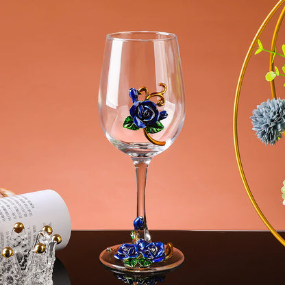 Retro Creative Enamel Glass Crystal Wine Goblet
