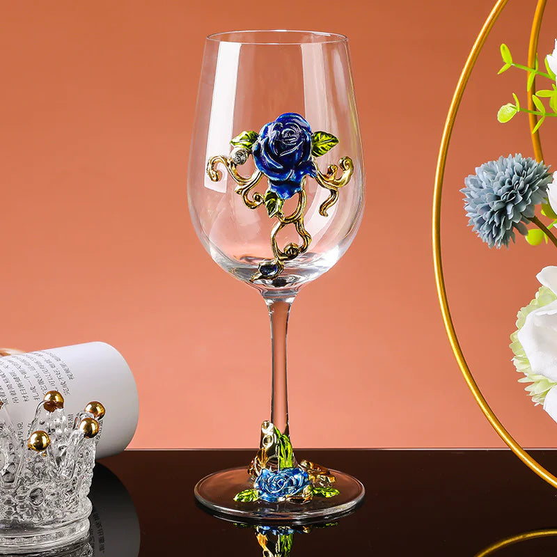 Retro Creative Enamel Glass Crystal Wine Goblet