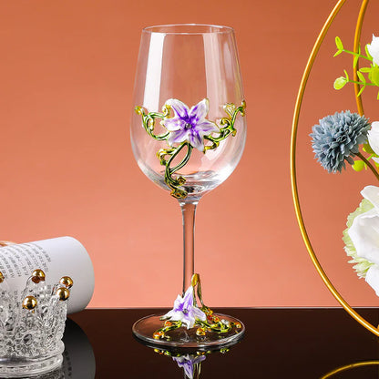 Retro Creative Enamel Glass Crystal Wine Goblet