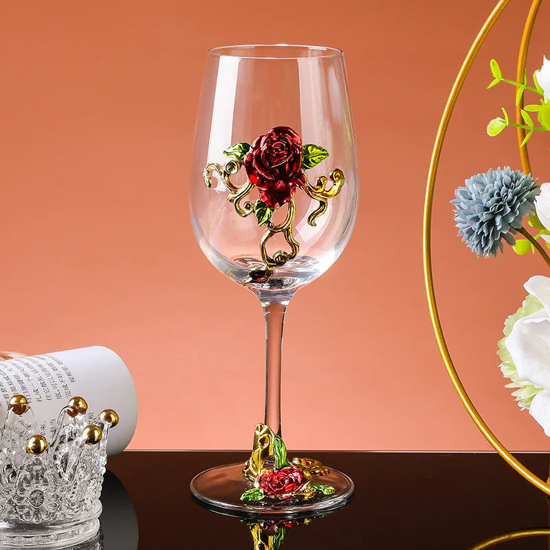 Retro Creative Enamel Glass Crystal Wine Goblet