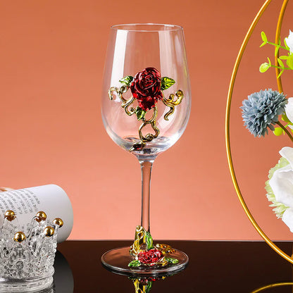 Retro Creative Enamel Glass Crystal Wine Goblet