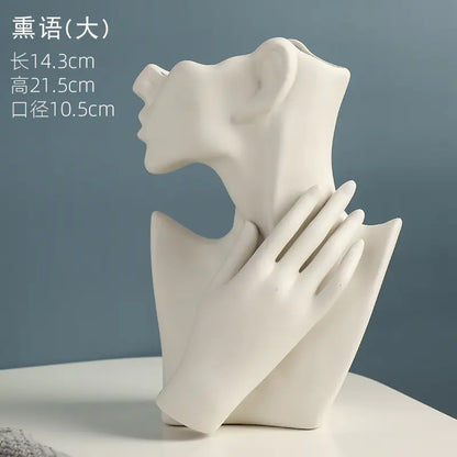 Nordic Style Human Face Creative Ceramic Vase Decor
