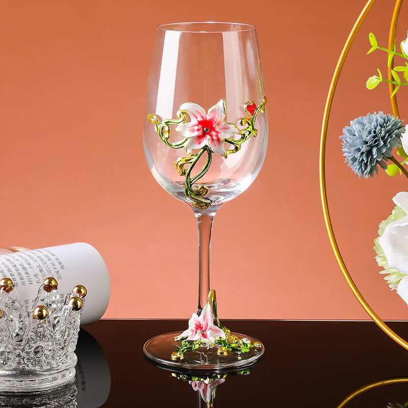 Retro Creative Enamel Glass Crystal Wine Goblet